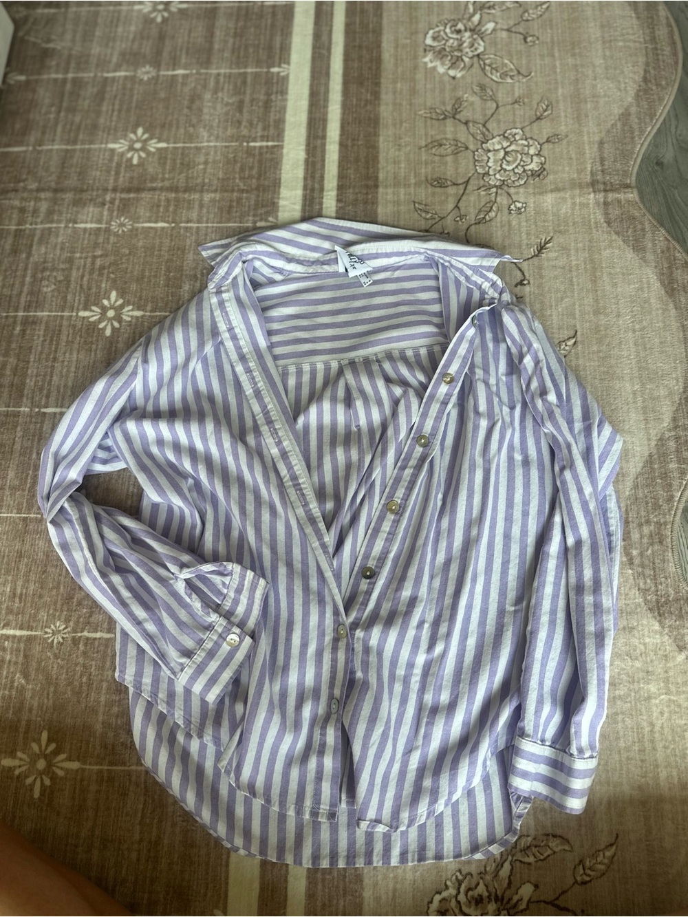 Striped Lavender and White Button-Up shirt